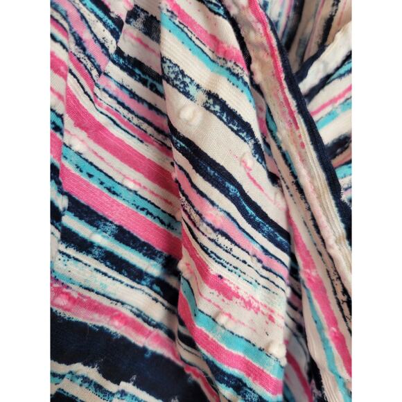 Lane Bryant Blue Pink Striped Surplice Textured Faux Wrap Top Women's Size 26/28 - Picture 6 of 11